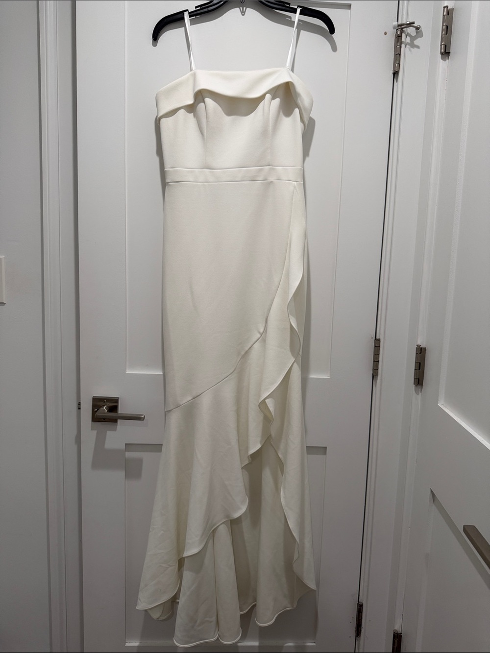 Ivory Ruffle Strapless High-Low Dress